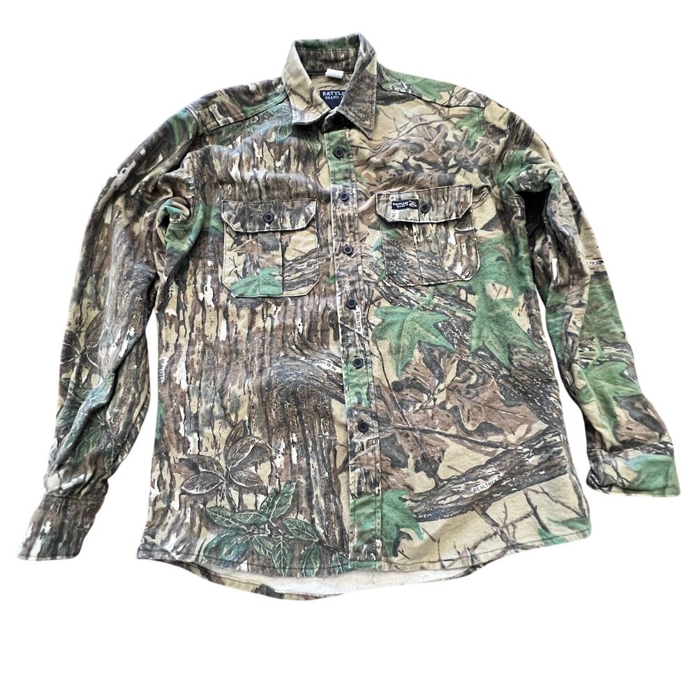VTG‎ Rattlers Brand Shirt Men's Medium Realtree Camo Flannel Chamois USA Made